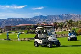 Golfers in a golf cart