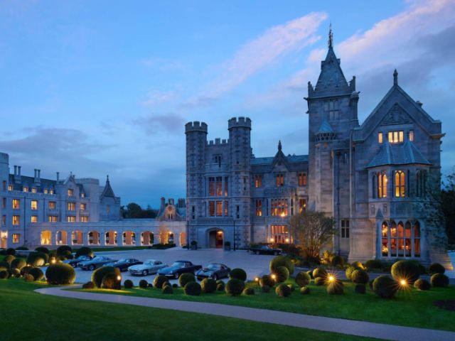 Classic cars in front of Adare Manor