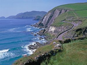 Dingle Peninsula road at cliffs edge