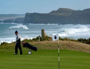 A golfer on Portrush